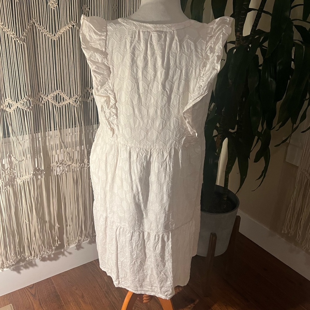 Linen Ruffle Shoulder Mini Dress - Picture 2 of 4